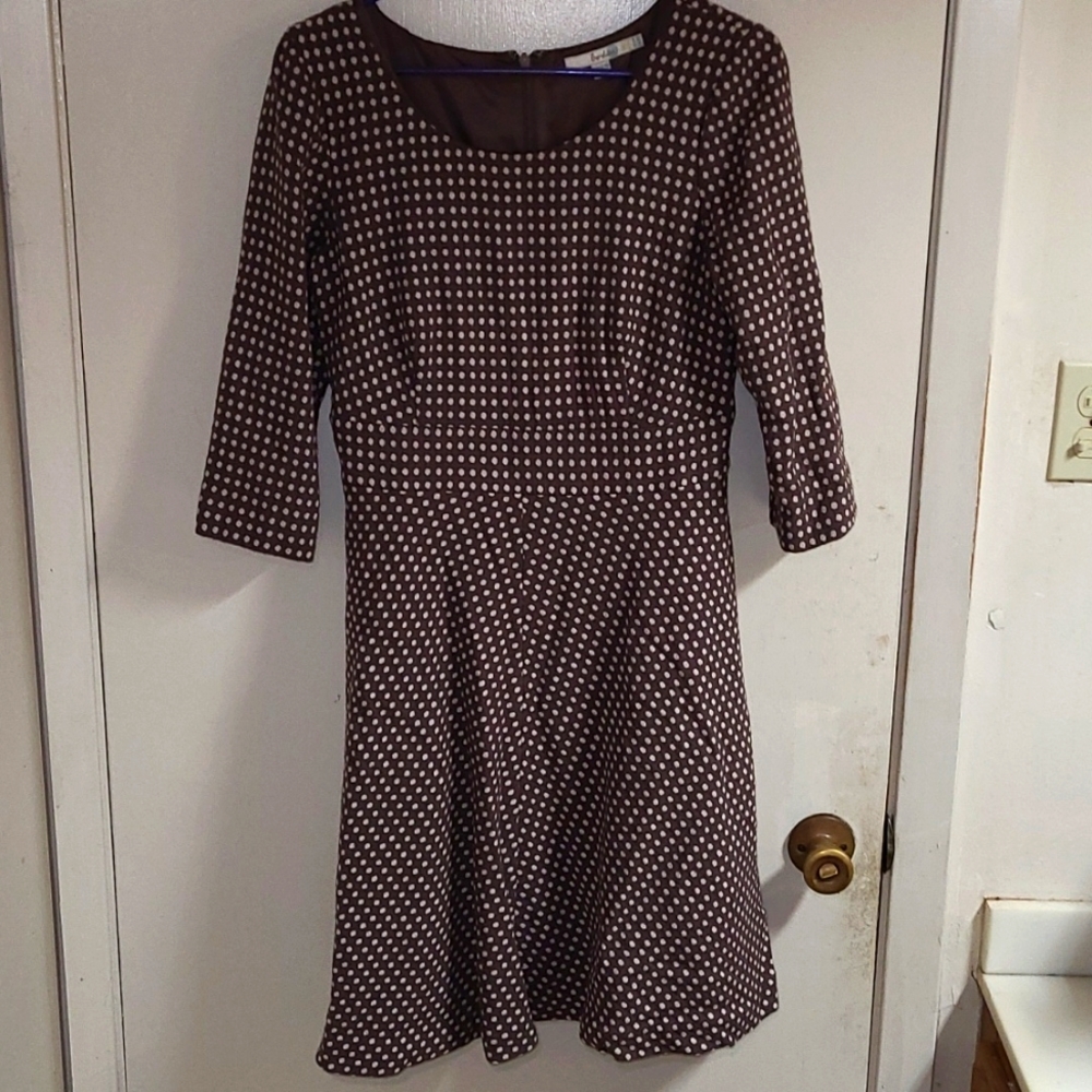 Boden Polka Dot Print Wool Fit & Flare Dress